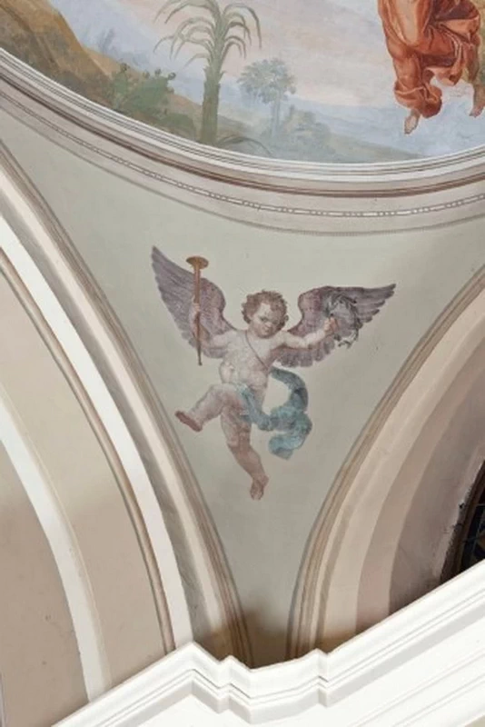 Angioletto con tromba e corona d'ulivo
